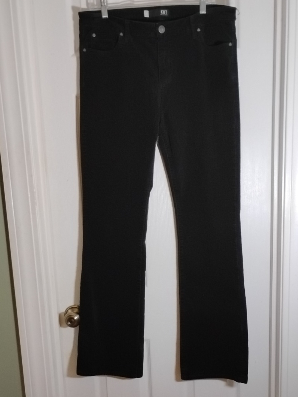 KUT From The Kloth Brushed Corduroy Boot Cut Black Jeans Women's